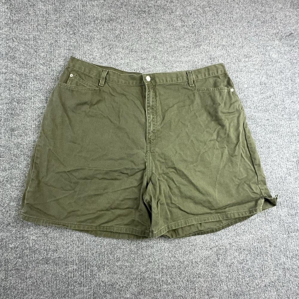 Faded Glory Shorts Womens 26W Green Twill Chino 5 Inseam Relaxed Summer Casual